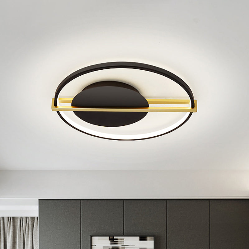 Minimalist LED Flush Mount Lighting Acrylic Black/White Circular Thin Ceiling Light with Gold Hoop Guard Clearhalo 'Ceiling Lights' 'Close To Ceiling Lights' 'Close to ceiling' 'Flush mount' Lighting' 1456890