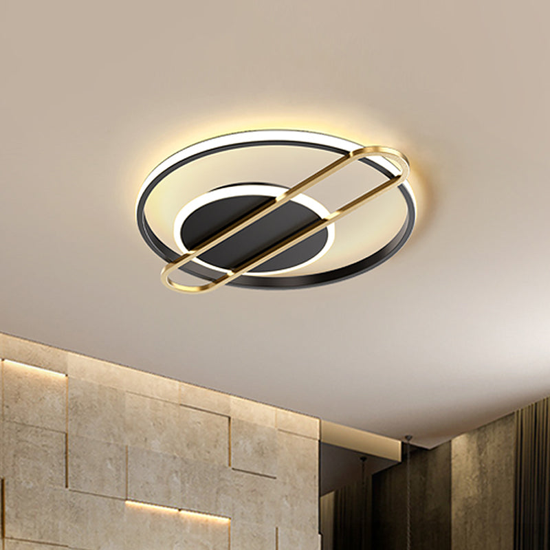 Black/Gold/White Circle Thin Flush Mount Modernist Aluminum 16.5"/20.5" Wide LED Ceiling Flush Light Fixture Clearhalo 'Ceiling Lights' 'Close To Ceiling Lights' 'Close to ceiling' 'Flush mount' Lighting' 1456900