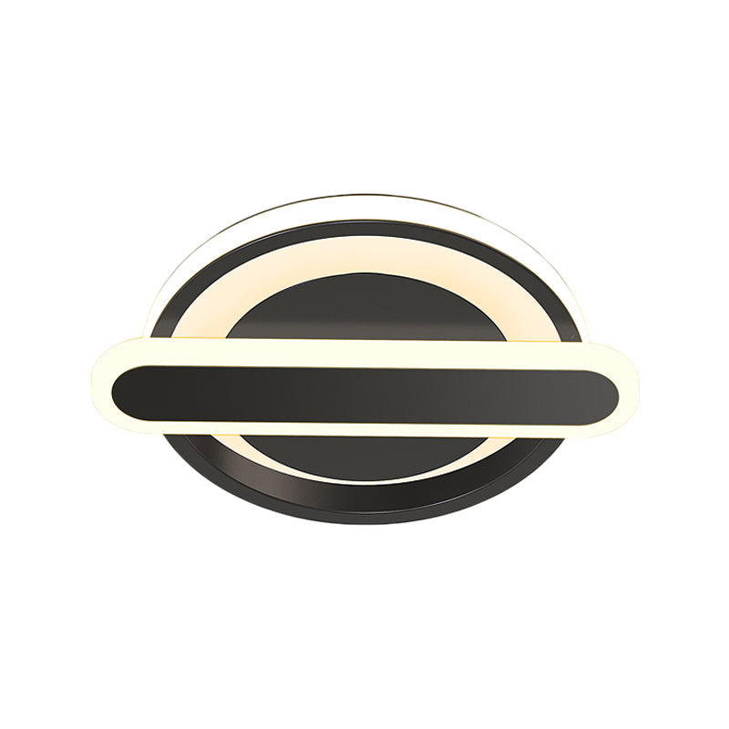 Small Circle and Oval Flushmount Modern Metal Black/White/Gold LED Ceiling Lighting for Corridor Clearhalo 'Ceiling Lights' 'Close To Ceiling Lights' 'Close to ceiling' 'Flush mount' Lighting' 1456929