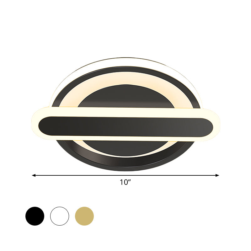 Small Circle and Oval Flushmount Modern Metal Black/White/Gold LED Ceiling Lighting for Corridor Clearhalo 'Ceiling Lights' 'Close To Ceiling Lights' 'Close to ceiling' 'Flush mount' Lighting' 1456931