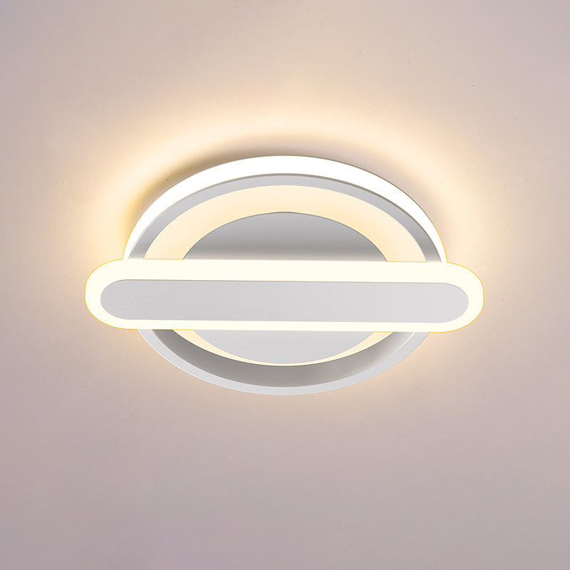 Small Circle and Oval Flushmount Modern Metal Black/White/Gold LED Ceiling Lighting for Corridor Clearhalo 'Ceiling Lights' 'Close To Ceiling Lights' 'Close to ceiling' 'Flush mount' Lighting' 1456935
