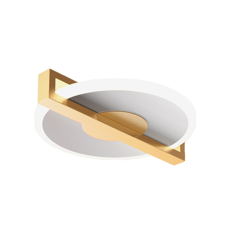 Small Disk Thin Flush Light Fixture Retro Style Metal Black/White and Gold LED Close to Ceiling Lamp Clearhalo 'Ceiling Lights' 'Close To Ceiling Lights' 'Close to ceiling' 'Flush mount' Lighting' 1456960