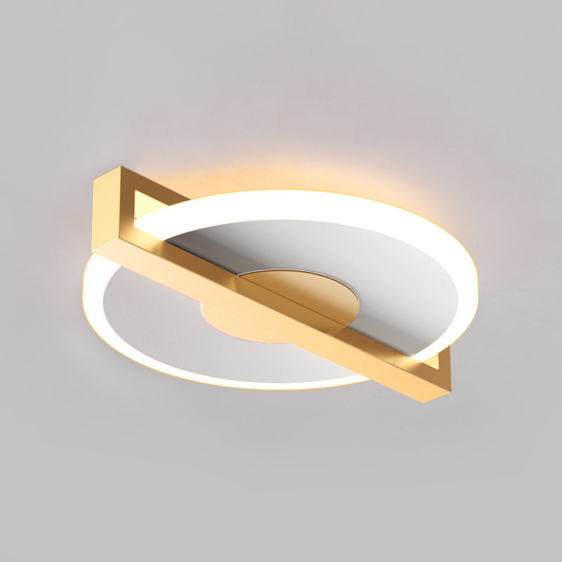Small Disk Thin Flush Light Fixture Retro Style Metal Black/White and Gold LED Close to Ceiling Lamp Clearhalo 'Ceiling Lights' 'Close To Ceiling Lights' 'Close to ceiling' 'Flush mount' Lighting' 1456961