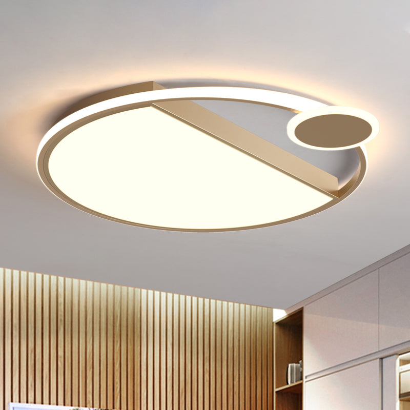Simplicity LED Flushmount Lighting Black/Gold Rounded Thin Flush Mount Ceiling Light with Acrylic Shade for Bedroom Gold Clearhalo 'Ceiling Lights' 'Close To Ceiling Lights' 'Close to ceiling' 'Flush mount' Lighting' 1456967