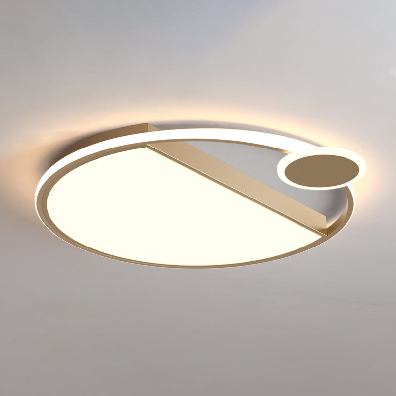 Simplicity LED Flushmount Lighting Black/Gold Rounded Thin Flush Mount Ceiling Light with Acrylic Shade for Bedroom Clearhalo 'Ceiling Lights' 'Close To Ceiling Lights' 'Close to ceiling' 'Flush mount' Lighting' 1456970