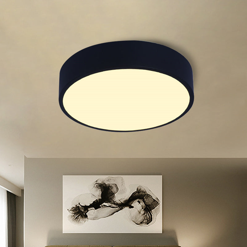 Bedroom LED Flush Mounted Lamp Simple Pink/Black/White Ceiling Light with Round Acrylic Shade, 12"/16" Dia Clearhalo 'Ceiling Lights' 'Close To Ceiling Lights' 'Close to ceiling' 'Flush mount' Lighting' 1457229
