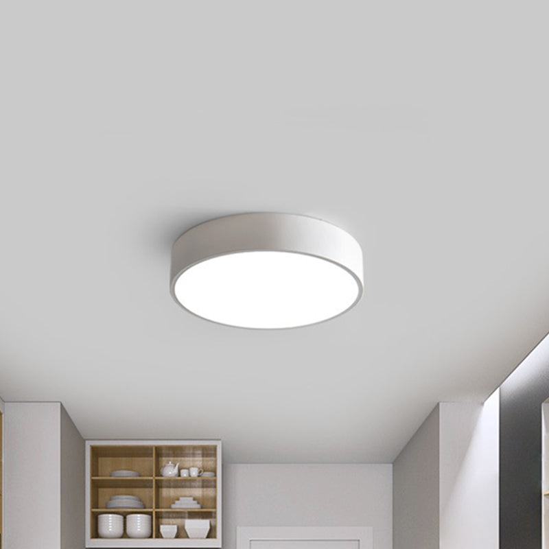 Bedroom LED Flush Mounted Lamp Simple Pink/Black/White Ceiling Light with Round Acrylic Shade, 12"/16" Dia Clearhalo 'Ceiling Lights' 'Close To Ceiling Lights' 'Close to ceiling' 'Flush mount' Lighting' 1457237