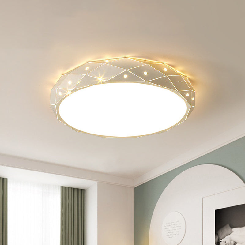 Laser Cut Rounded Acrylic Ceiling Flush Nordic White 18"/21.5" Wide Integrated LED Flush Mount Lighting Fixture for Bedroom Clearhalo 'Ceiling Lights' 'Close To Ceiling Lights' 'Close to ceiling' 'Flush mount' Lighting' 1457243