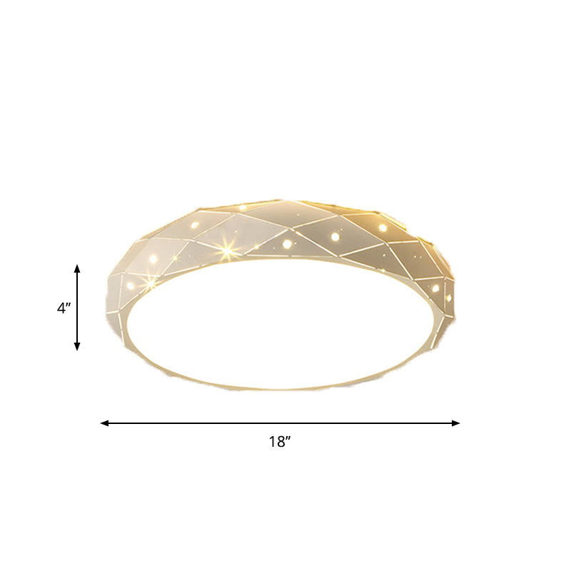 Laser Cut Rounded Acrylic Ceiling Flush Nordic White 18"/21.5" Wide Integrated LED Flush Mount Lighting Fixture for Bedroom Clearhalo 'Ceiling Lights' 'Close To Ceiling Lights' 'Close to ceiling' 'Flush mount' Lighting' 1457247