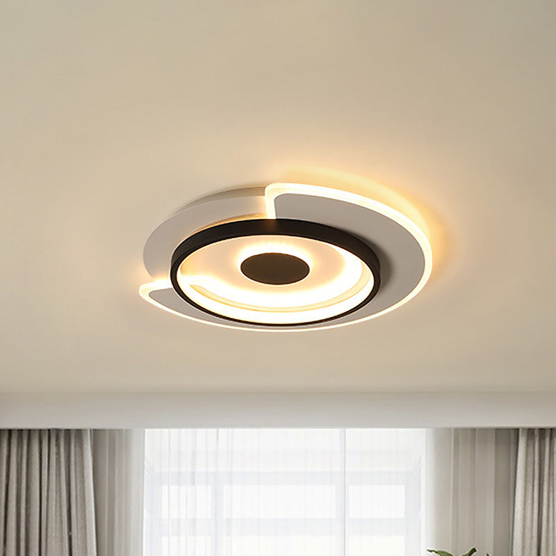 Thin Round Flush Mount Lighting Minimal Acrylic Hotel 18"/21.5" Wide LED Surface Ceiling Light in Black-White Black-White Clearhalo 'Ceiling Lights' 'Close To Ceiling Lights' 'Close to ceiling' 'Flush mount' Lighting' 1457319