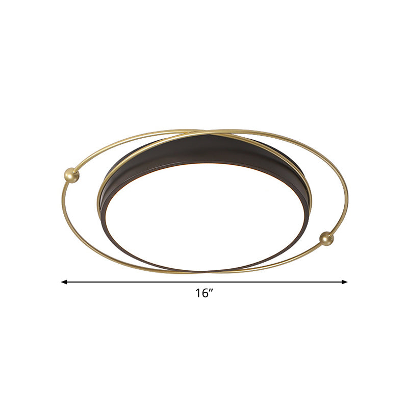 Postmodern Orbital Metallic Flush Mount 16"/19.5" Wide LED Ceiling Lighting Fixture in Black-Gold, Warm/White Light Clearhalo 'Ceiling Lights' 'Close To Ceiling Lights' 'Close to ceiling' 'Flush mount' Lighting' 1457368