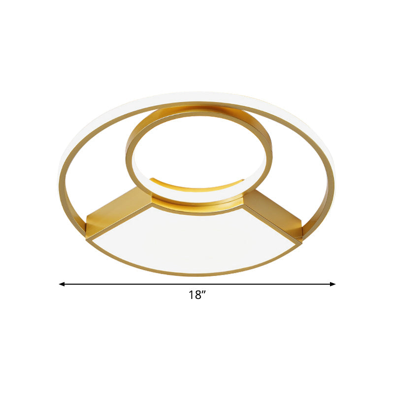 Geometrical Thin Acrylic Flush Light Simple Novelty Gold Finish LED Ceiling Mount Lighting in Warm/White Light, 18"/22" Width Clearhalo 'Ceiling Lights' 'Close To Ceiling Lights' 'Close to ceiling' 'Flush mount' Lighting' 1457421