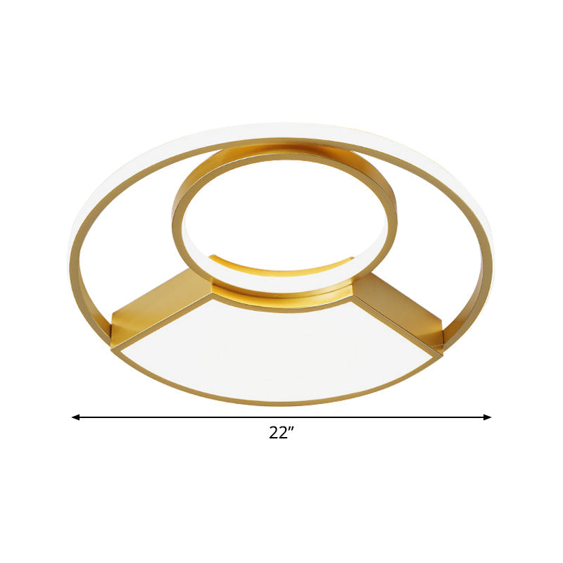 Geometrical Thin Acrylic Flush Light Simple Novelty Gold Finish LED Ceiling Mount Lighting in Warm/White Light, 18"/22" Width Clearhalo 'Ceiling Lights' 'Close To Ceiling Lights' 'Close to ceiling' 'Flush mount' Lighting' 1457422