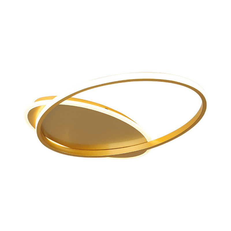 Acrylic Ellipse Ceiling Lamp Simple Gold Finish LED Flush Mount Lamp in Warm/White Light for Bedroom, 19"/23" Width Clearhalo 'Ceiling Lights' 'Close To Ceiling Lights' 'Close to ceiling' 'Flush mount' Lighting' 1457449