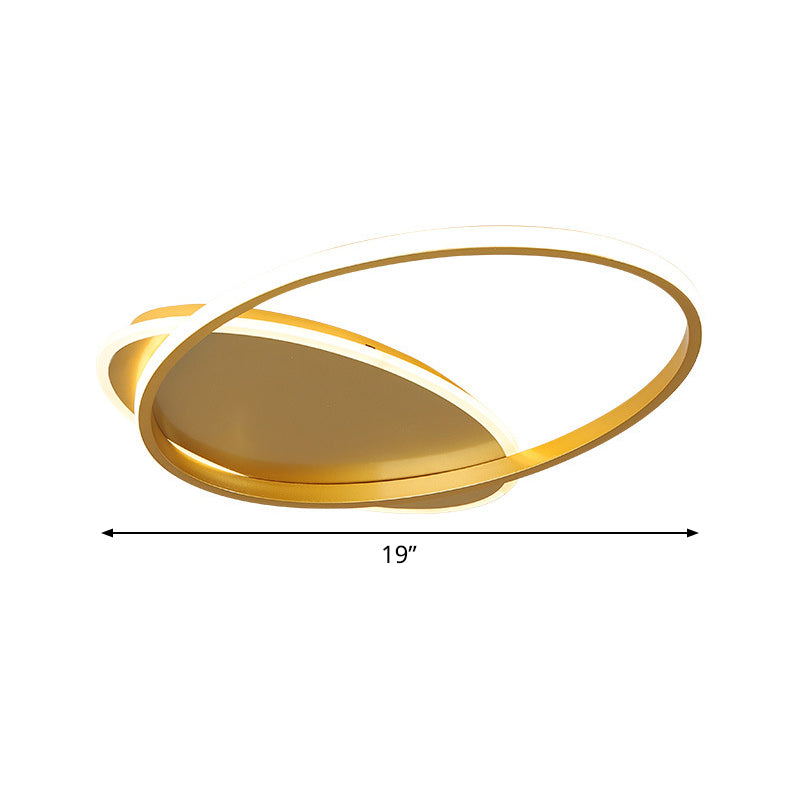 Acrylic Ellipse Ceiling Lamp Simple Gold Finish LED Flush Mount Lamp in Warm/White Light for Bedroom, 19"/23" Width Clearhalo 'Ceiling Lights' 'Close To Ceiling Lights' 'Close to ceiling' 'Flush mount' Lighting' 1457451
