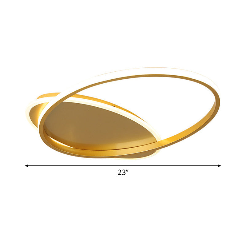 Acrylic Ellipse Ceiling Lamp Simple Gold Finish LED Flush Mount Lamp in Warm/White Light for Bedroom, 19"/23" Width Clearhalo 'Ceiling Lights' 'Close To Ceiling Lights' 'Close to ceiling' 'Flush mount' Lighting' 1457452