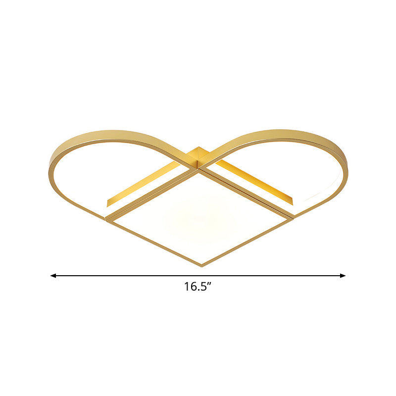 Love Shaped Thin Surface Ceiling Light Modernist Metal Loft House 16.5"/20.5" W LED Flush Mount Lighting in Gold, Warm/White Light Clearhalo 'Ceiling Lights' 'Close To Ceiling Lights' 'Close to ceiling' 'Flush mount' Lighting' 1457463