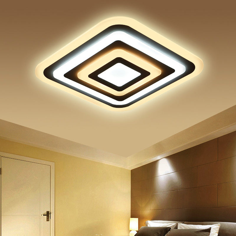 Acrylic 4-Layer Square Ceiling Lamp Nordic Style White 19.5"/35.5" W LED Flush Light Fixture in Outer White Inner Warm Light White Inner Warm Outer White Clearhalo 'Ceiling Lights' 'Close To Ceiling Lights' 'Close to ceiling' 'Flush mount' Lighting' 1457487