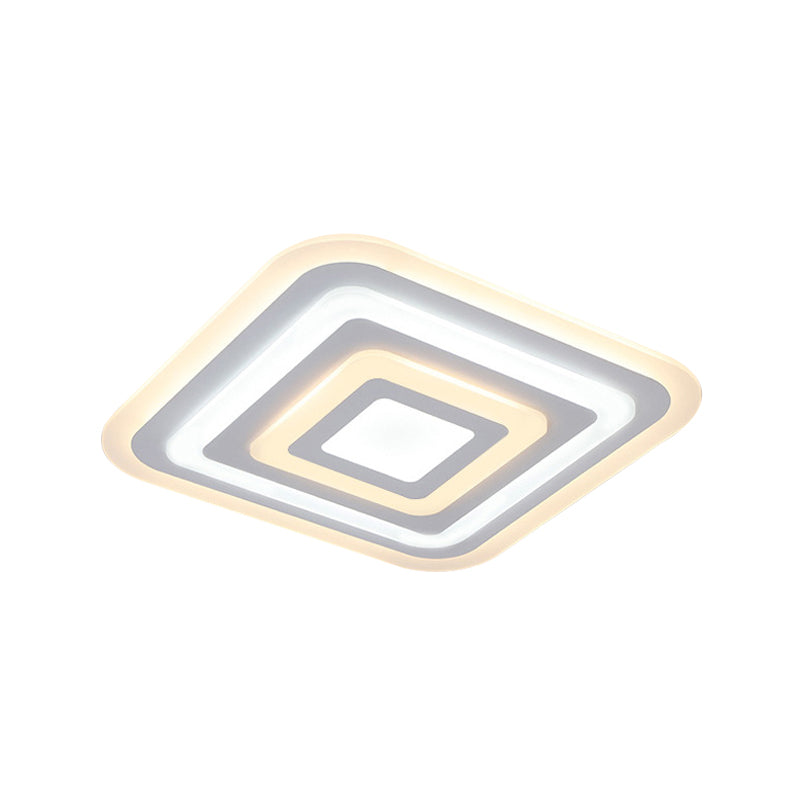Acrylic 4-Layer Square Ceiling Lamp Nordic Style White 19.5"/35.5" W LED Flush Light Fixture in Outer White Inner Warm Light Clearhalo 'Ceiling Lights' 'Close To Ceiling Lights' 'Close to ceiling' 'Flush mount' Lighting' 1457488