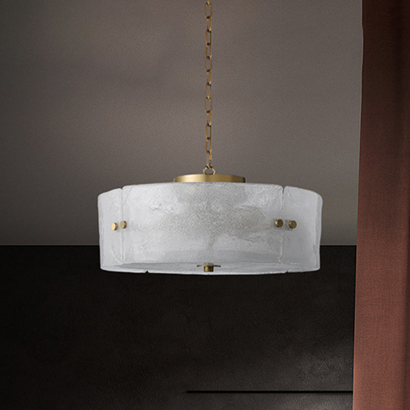 Circular Living Room Chandelier Traditional Frosted White Glass 4 Lights Brass Pendant Light Clearhalo 'Ceiling Lights' 'Chandeliers' 'Glass shade' 'Glass' Lighting' 1457977