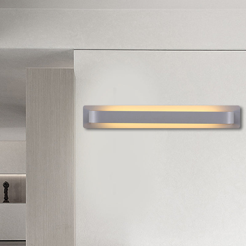 Black/Gray/White Linear Wall Sconce Simple Style Integrated LED Metal Wall Lamp for Living Room Clearhalo 'Cast Iron' 'Glass' 'Industrial' 'Modern wall lights' 'Modern' 'Tiffany' 'Traditional wall lights' 'Wall Lamps & Sconces' 'Wall Lights' Lighting' 145809