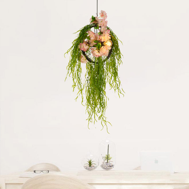 2-Bulb Wheel Ceiling Chandelier Farmhouse Black Iron Hanging Pendant Light with Rose Decor, 15"/18"/23.5" Wide Black 15" Clearhalo 'Cast Iron' 'Ceiling Lights' 'Chandeliers' 'Industrial Chandeliers' 'Industrial' 'Metal' 'Middle Century Chandeliers' 'Rustic Chandeliers' 'Tiffany' Lighting' 1458274