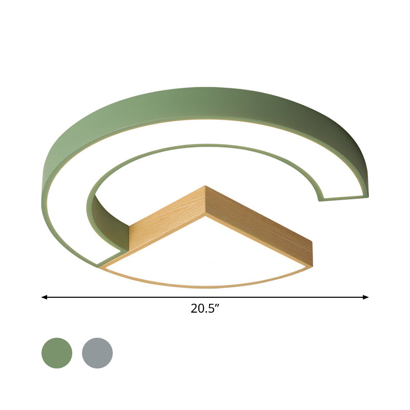 Arch and Sector Acrylic Ceiling Light Nordic Green/Grey-Wood 16.5"/20.5" Wide LED Flush Mounted Lamp in Warm/White Light Clearhalo 'Ceiling Lights' 'Close To Ceiling Lights' 'Close to ceiling' 'Flush mount' Lighting' 1458621