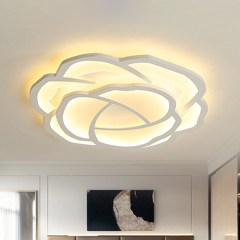 Modern Romantic LED Flush Mount Acrylic White Lifelike Rose Surface Ceiling Light, 16.5/20.5 Inches Wide Clearhalo 'Ceiling Lights' 'Close To Ceiling Lights' 'Close to ceiling' 'Flush mount' Lighting' 1458674