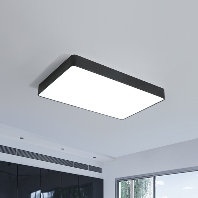 Black/White Rectangle Flush Mount Simplicity Iron LED Flush Ceiling Light with Acrylic Diffuser Black Clearhalo 'Ceiling Lights' 'Close To Ceiling Lights' 'Close to ceiling' 'Flush mount' Lighting' 1458697