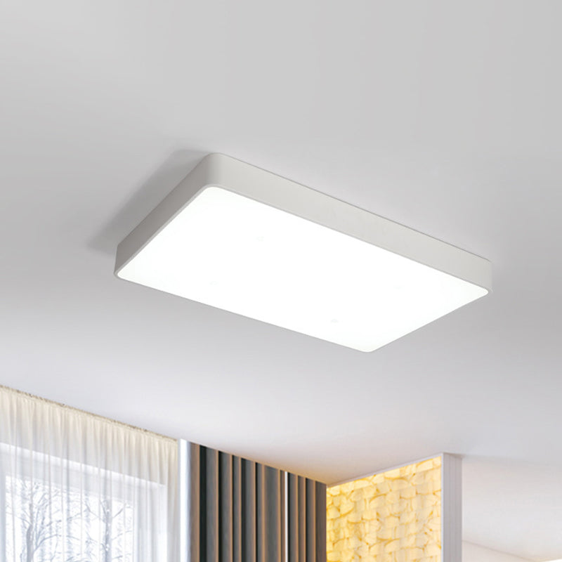 Black/White Rectangle Flush Mount Simplicity Iron LED Flush Ceiling Light with Acrylic Diffuser White Clearhalo 'Ceiling Lights' 'Close To Ceiling Lights' 'Close to ceiling' 'Flush mount' Lighting' 1458702