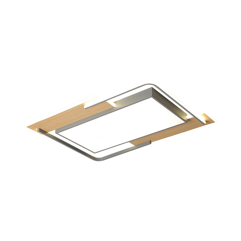 Living Room LED Ceiling Light Modern Grey-Wood Flush Mount Lamp with Pieced Rectangle Acrylic Shade, Warm/White Light Clearhalo 'Ceiling Lights' 'Close To Ceiling Lights' 'Close to ceiling' 'Flush mount' Lighting' 1458708