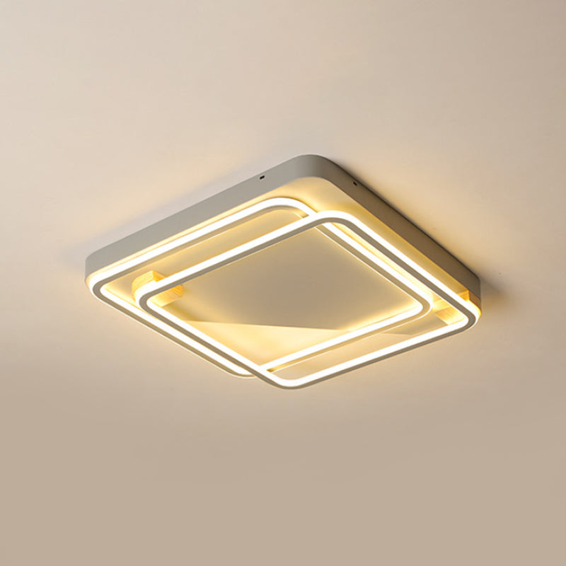 Simple Slim Square Hoop Ceiling Flush Iron Bedroom 16.5"/22" Wide LED Flush Mounted Lighting in Warm/White Light Clearhalo 'Ceiling Lights' 'Close To Ceiling Lights' 'Close to ceiling' 'Flush mount' Lighting' 1458862