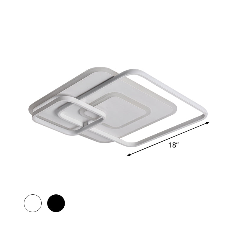 18"/21.5" W Hotel LED Flush Mount Light Modern White Close to Ceiling Lamp with Stacking Square Acrylic Frame in Warm/White Light Clearhalo 'Ceiling Lights' 'Close To Ceiling Lights' 'Close to ceiling' 'Flush mount' Lighting' 1458880