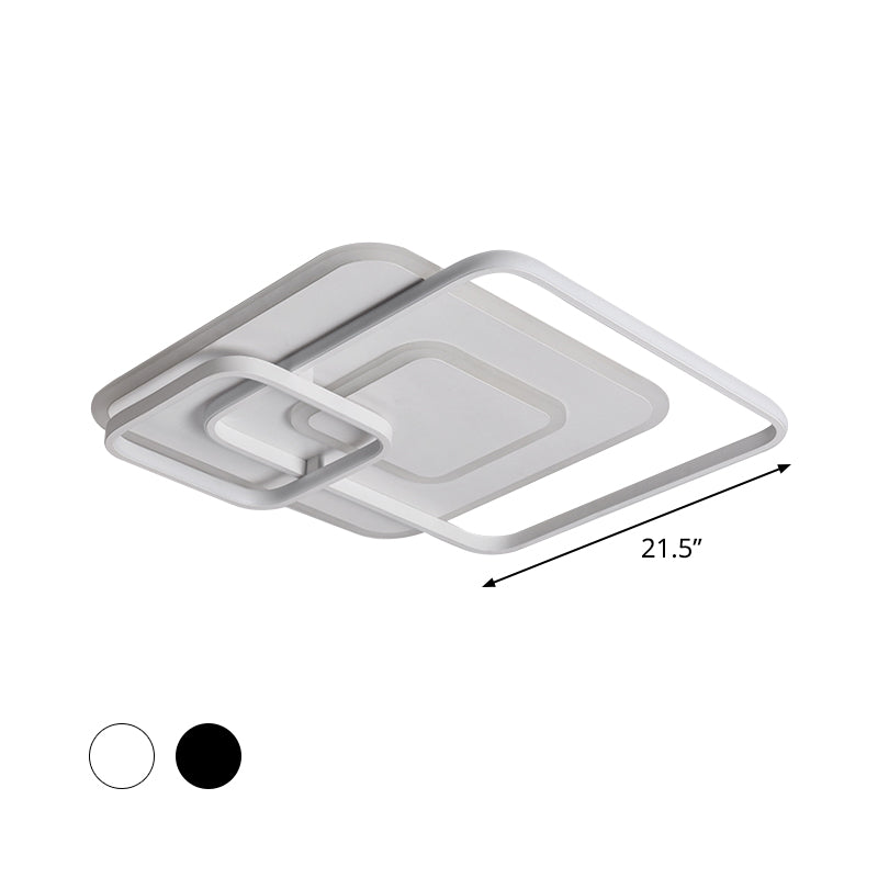 18"/21.5" W Hotel LED Flush Mount Light Modern White Close to Ceiling Lamp with Stacking Square Acrylic Frame in Warm/White Light Clearhalo 'Ceiling Lights' 'Close To Ceiling Lights' 'Close to ceiling' 'Flush mount' Lighting' 1458881