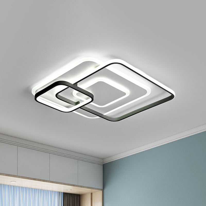 18"/21.5" W Hotel LED Flush Mount Light Modern White Close to Ceiling Lamp with Stacking Square Acrylic Frame in Warm/White Light Clearhalo 'Ceiling Lights' 'Close To Ceiling Lights' 'Close to ceiling' 'Flush mount' Lighting' 1458882