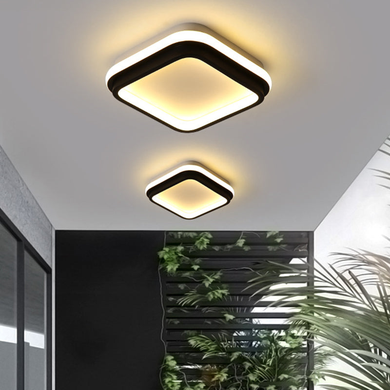 Minimalist LED Ceiling Mount Lamp Iron Black and White Square/Round Small Flush Light in Warm/White Light with Recessed Diffuser Clearhalo 'Ceiling Lights' 'Close To Ceiling Lights' 'Close to ceiling' 'Flush mount' Lighting' 1458896