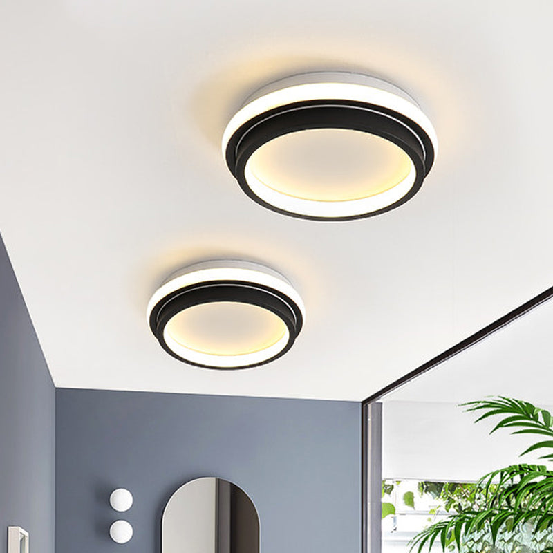 Minimalist LED Ceiling Mount Lamp Iron Black and White Square/Round Small Flush Light in Warm/White Light with Recessed Diffuser Clearhalo 'Ceiling Lights' 'Close To Ceiling Lights' 'Close to ceiling' 'Flush mount' Lighting' 1458901