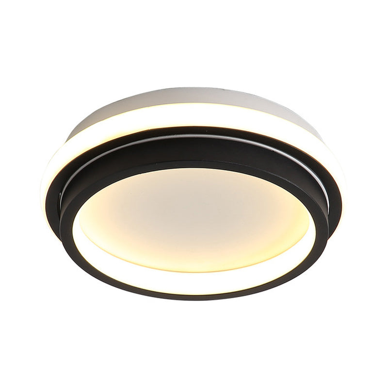 Minimalist LED Ceiling Mount Lamp Iron Black and White Square/Round Small Flush Light in Warm/White Light with Recessed Diffuser Clearhalo 'Ceiling Lights' 'Close To Ceiling Lights' 'Close to ceiling' 'Flush mount' Lighting' 1458903