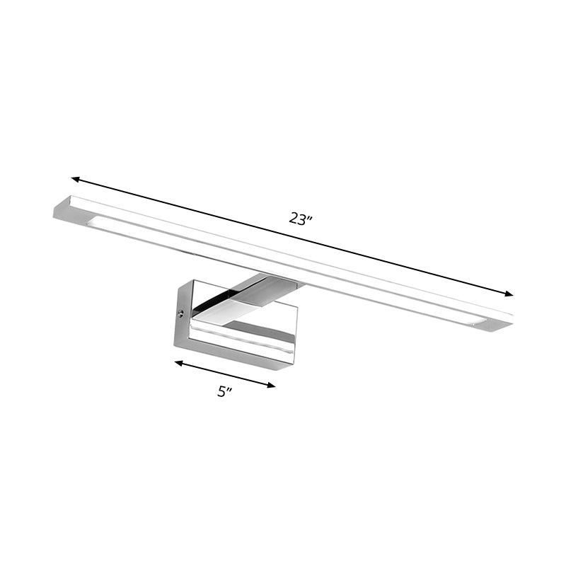 19"/23" W LED Bathroom Vanity Lighting with Rectangle Acrylic Shade Sconce Wall Light in Nickel, Warm/White Light Clearhalo 'Cast Iron' 'Glass' 'Industrial' 'Modern wall lights' 'Modern' 'Tiffany' 'Traditional wall lights' 'Vanity Lights' 'Wall Lights' Lighting' 145907