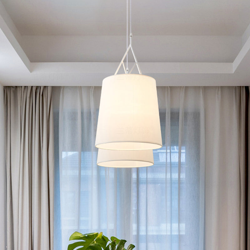 Fabric Pendant Light Fixture 1 Head Modernist Pendant Light in Black/White for Bedroom Clearhalo 'Ceiling Lights' 'Hogar' 'Iluminaci��n' 'L��mparas Colgantes' 'L��mparas de Techo' 1459155_1d39d678-7281-407f-a1d7-326ed81e0850