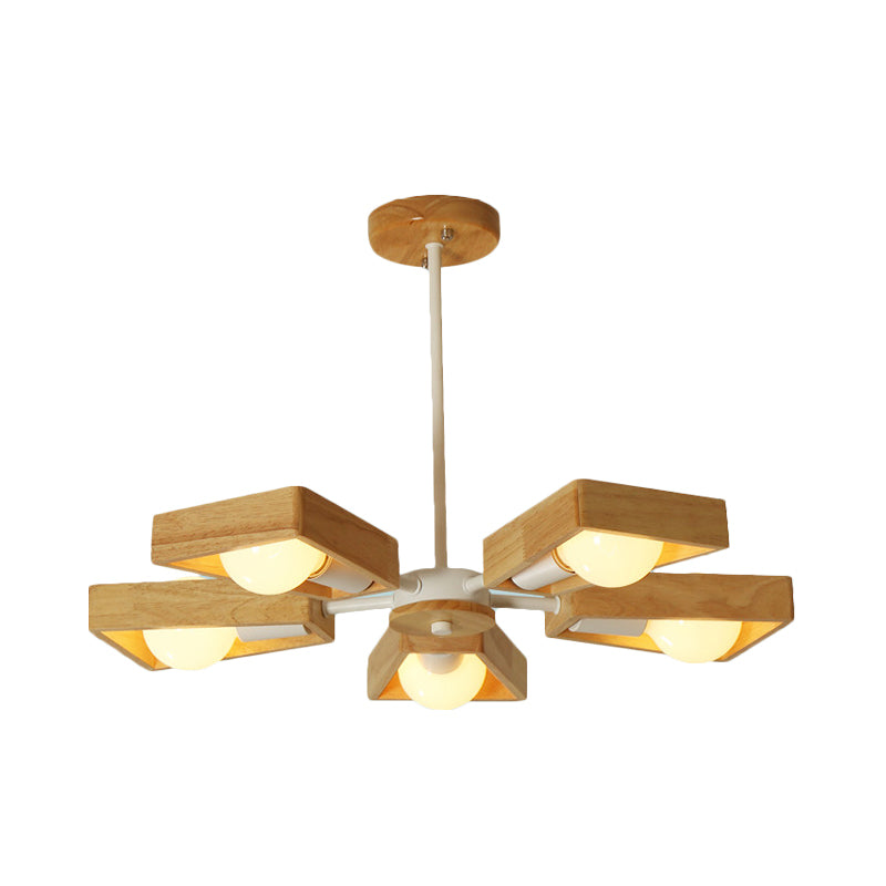 Black/White Burst Flush Mount Chandelier Modern 3/5 Bulbs Wood Semi Flush Ceiling Light with Swivelable Frame Clearhalo 'Ceiling Lights' 'Close To Ceiling Lights' 'Close to ceiling' 'Semi-flushmount' Lighting' 1459373