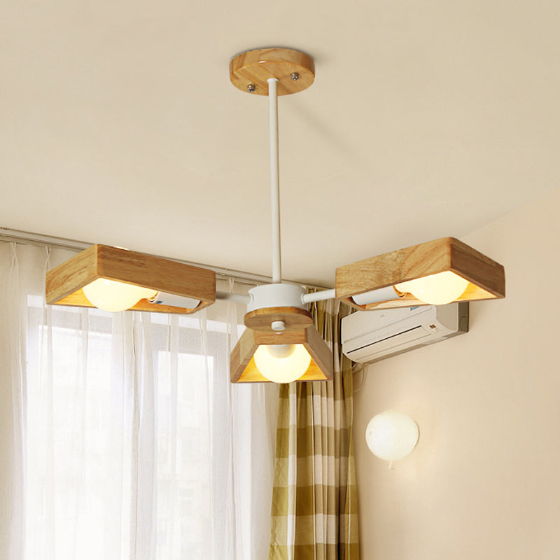Black/White Burst Flush Mount Chandelier Modern 3/5 Bulbs Wood Semi Flush Ceiling Light with Swivelable Frame 3 White Clearhalo 'Ceiling Lights' 'Close To Ceiling Lights' 'Close to ceiling' 'Semi-flushmount' Lighting' 1459379