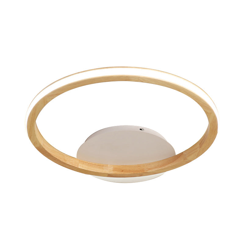 Simplicity Loop Wood Flush Light 13"/17" Dia LED Ceiling Mount Fixture with Out Glow Design Clearhalo 'Ceiling Lights' 'Close To Ceiling Lights' 'Close to ceiling' 'Flush mount' Lighting' 1459405