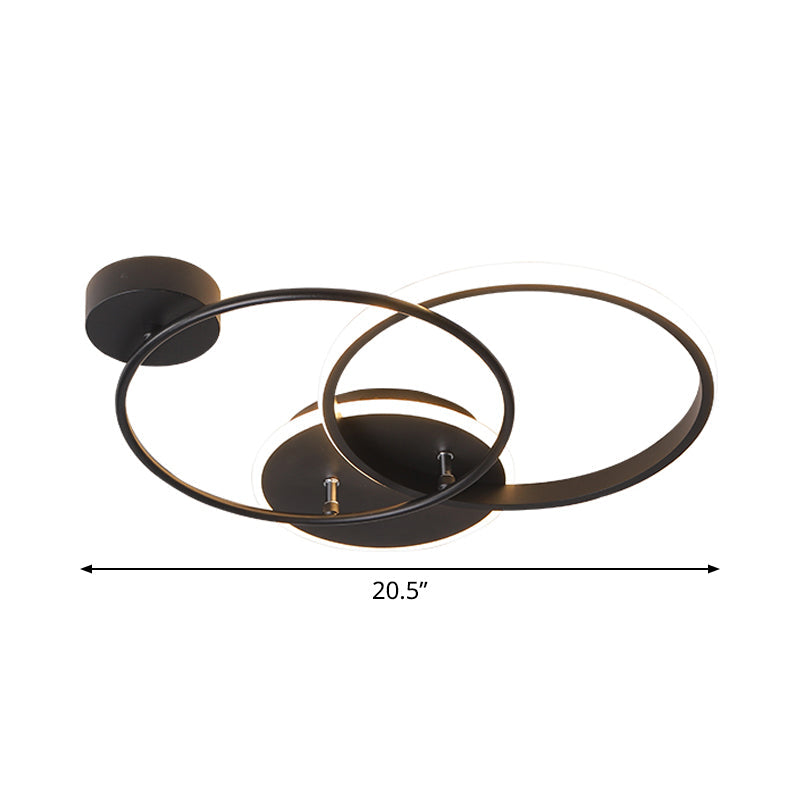 Metal Crossed Circular Ceiling Lamp Modernism Black LED Flush Mount Light in Warm/White Light, 16.5"/20.5" Length Clearhalo 'Ceiling Lights' 'Close To Ceiling Lights' 'Close to ceiling' 'Flush mount' Lighting' 1459644