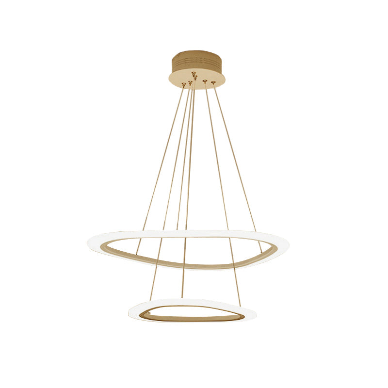 2/3-Tier Triangular Lounge Chandelier Acrylic Minimalism LED Hanging Pendant Light in Warm/White Light Clearhalo 'Ceiling Lights' 'Chandeliers' 'Modern Chandeliers' 'Modern' Lighting' 1459727