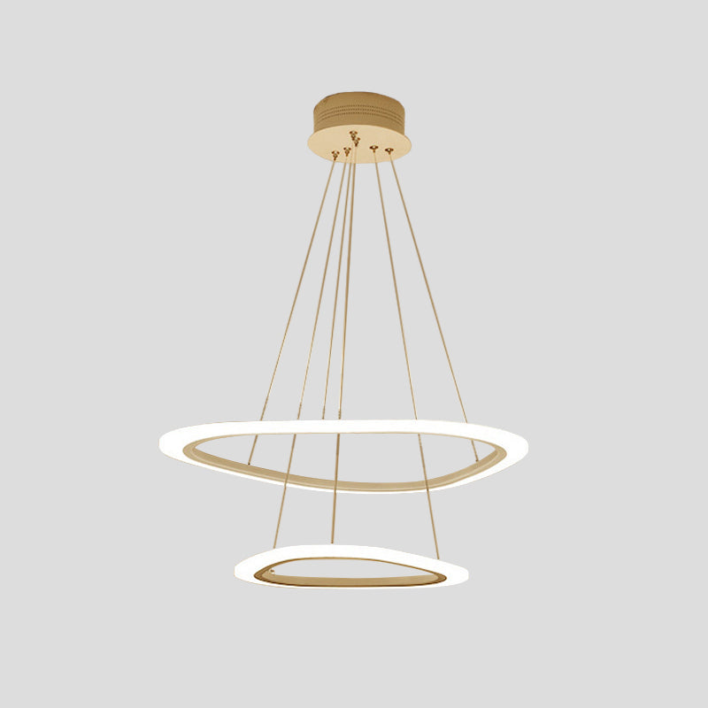 2/3-Tier Triangular Lounge Chandelier Acrylic Minimalism LED Hanging Pendant Light in Warm/White Light Clearhalo 'Ceiling Lights' 'Chandeliers' 'Modern Chandeliers' 'Modern' Lighting' 1459728