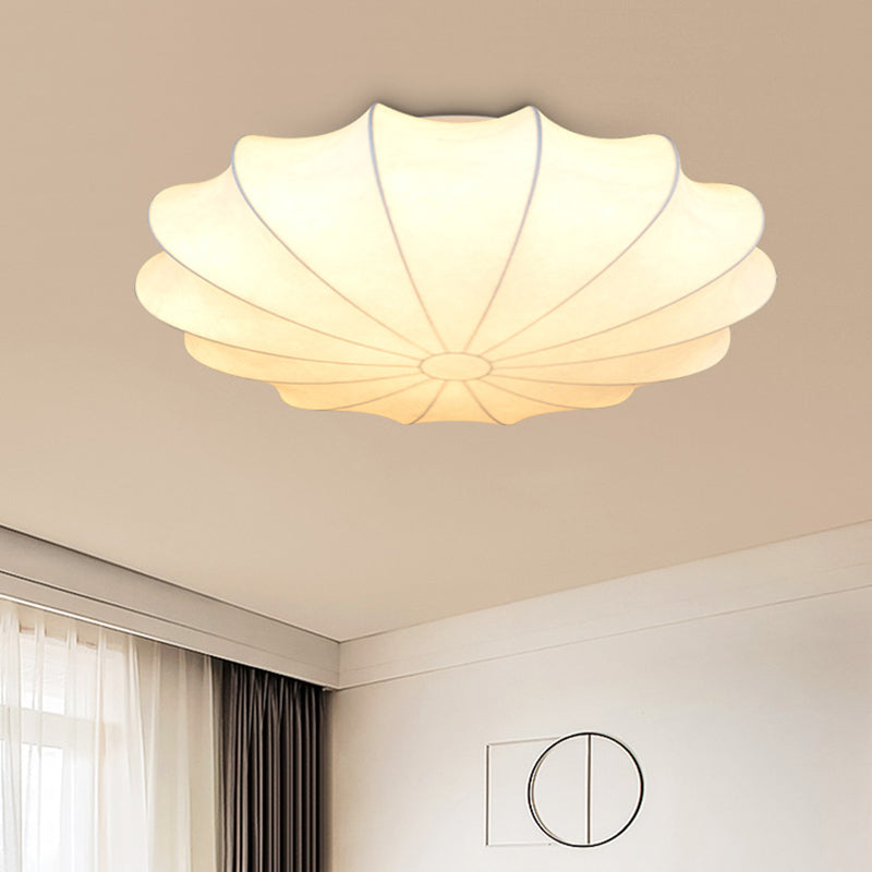 White Flower Flush Ceiling Light Contemporary 1 Light Fabric Flush Mount Lamp for Hallway Clearhalo 'Ceiling Lights' 'Close To Ceiling Lights' 'Close to ceiling' 'Flush mount' Lighting' 1459965
