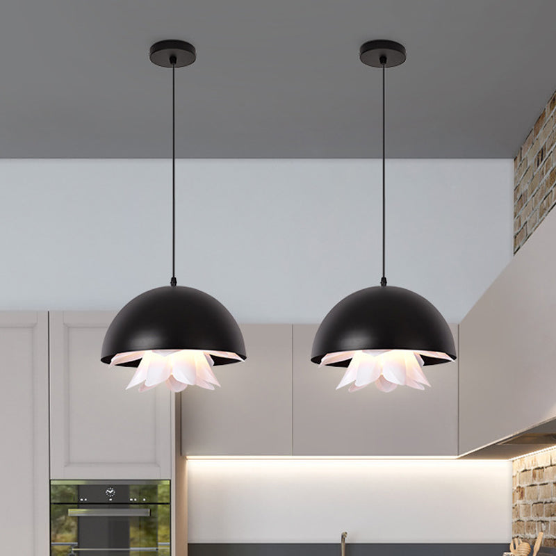 Warehouse Jellyfish Hanging Pendant Light 1-Bulb Iron Ceiling Suspension Lamp in Black/White/Gold for Kitchen Clearhalo 'Art Deco Pendants' 'Black' 'Cast Iron' 'Ceiling Lights' 'Ceramic' 'Crystal' 'Industrial Pendants' 'Industrial' 'Metal' 'Middle Century Pendants' 'Pendant Lights' 'Pendants' 'Rustic Pendants' 'Tiffany' Lighting' 1460151
