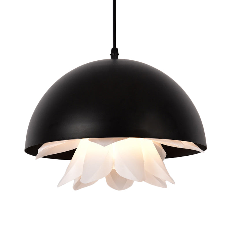 Warehouse Jellyfish Hanging Pendant Light 1-Bulb Iron Ceiling Suspension Lamp in Black/White/Gold for Kitchen Clearhalo 'Art Deco Pendants' 'Black' 'Cast Iron' 'Ceiling Lights' 'Ceramic' 'Crystal' 'Industrial Pendants' 'Industrial' 'Metal' 'Middle Century Pendants' 'Pendant Lights' 'Pendants' 'Rustic Pendants' 'Tiffany' Lighting' 1460152