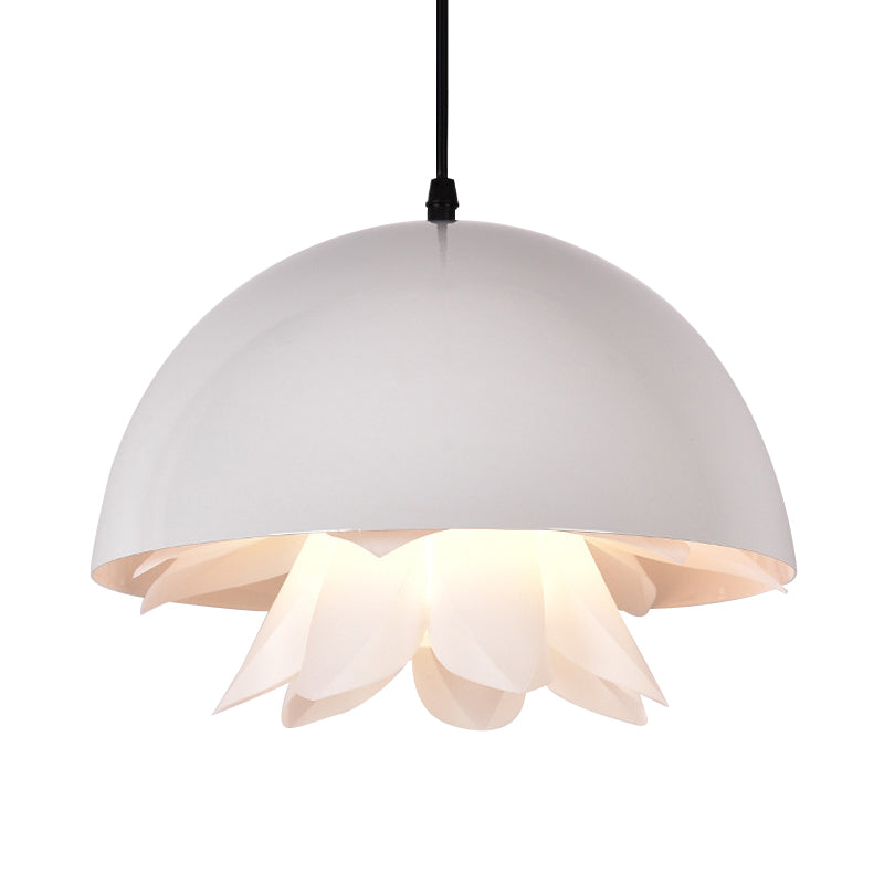 Warehouse Jellyfish Hanging Pendant Light 1-Bulb Iron Ceiling Suspension Lamp in Black/White/Gold for Kitchen Clearhalo 'Art Deco Pendants' 'Black' 'Cast Iron' 'Ceiling Lights' 'Ceramic' 'Crystal' 'Industrial Pendants' 'Industrial' 'Metal' 'Middle Century Pendants' 'Pendant Lights' 'Pendants' 'Rustic Pendants' 'Tiffany' Lighting' 1460157